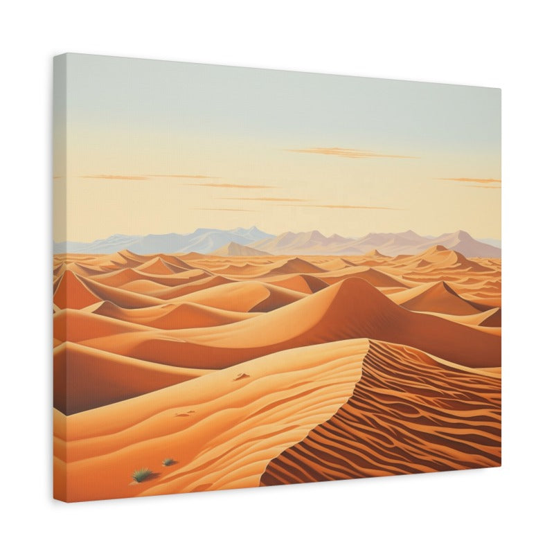 Golden desert dunes under a soft pastel sky β landscape paint by numbers artwork shown in a frame