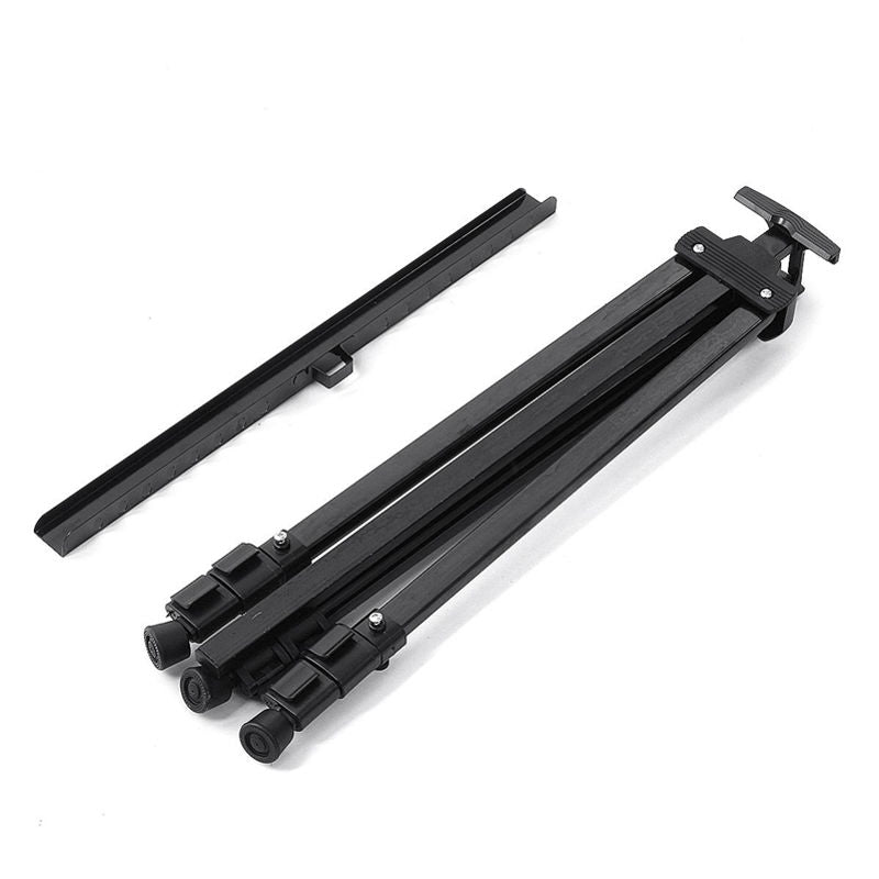 Black adjustable easel stand on a white background