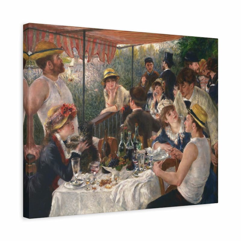 Luncheon of the Boating Party by Renoir Paint By Numbers, framed and hanging on a wall.