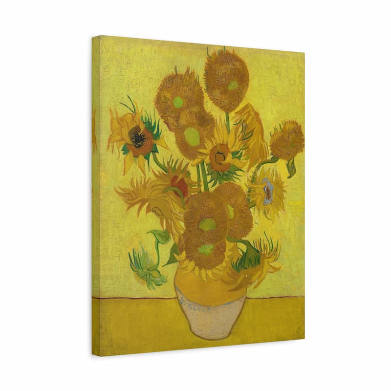 Sunflowers by Van Gogh Paint By Numbers, framed and hanging on a wall.