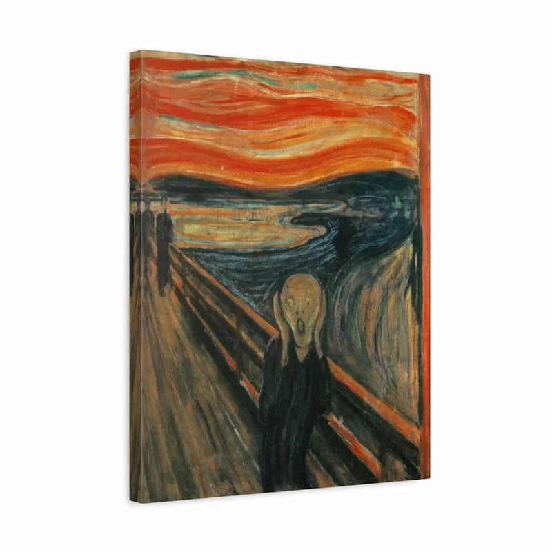 The Scream by Edvard Munch Paint By Numbers, framed and hanging on a wall.